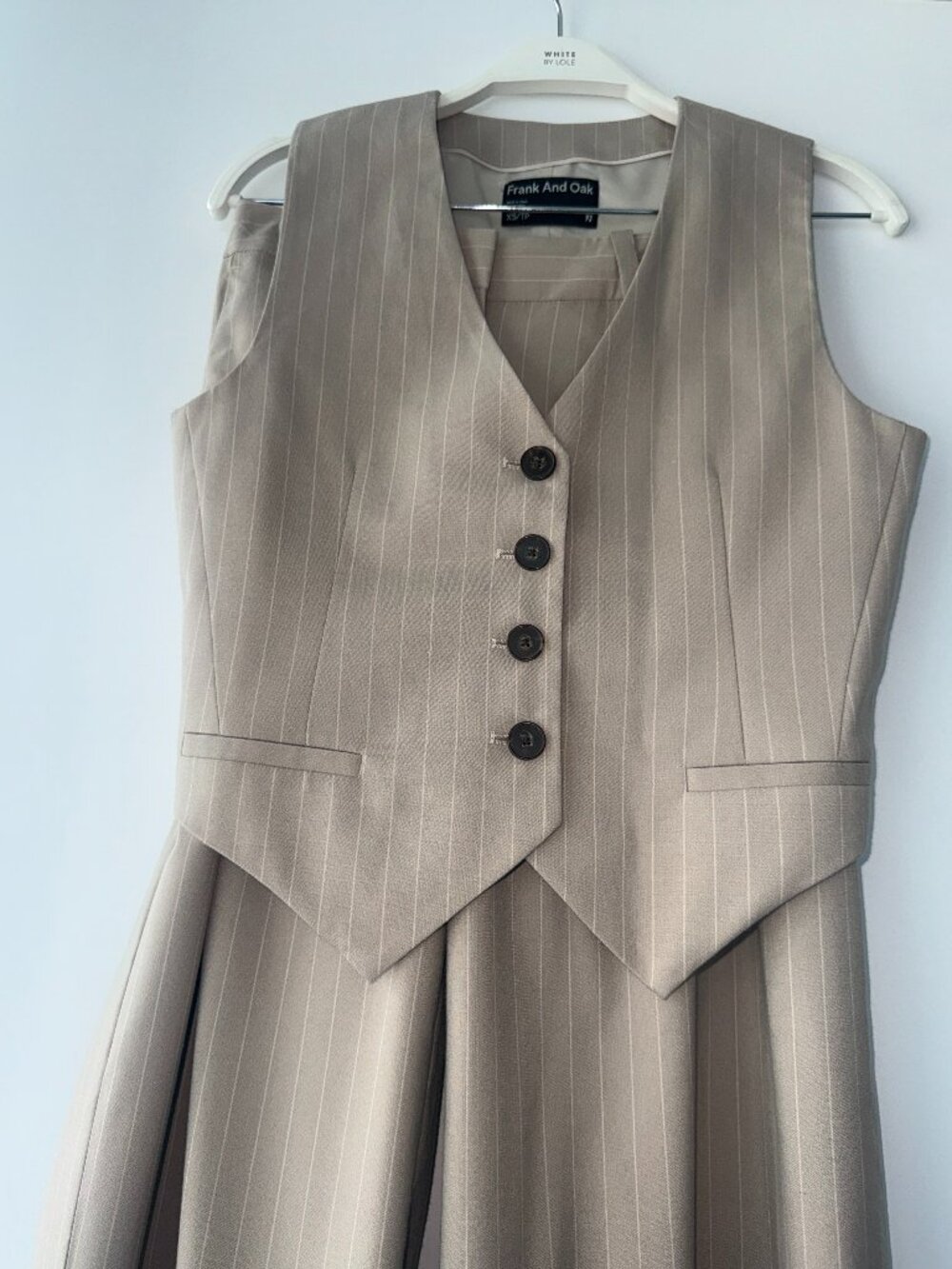 Frank and Oak Pinstripe Vest and Trousers - Beige